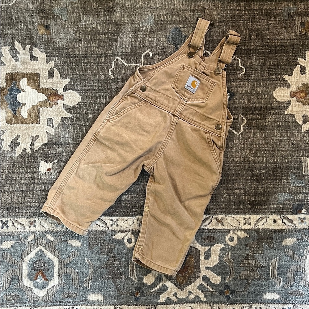 Vintage Carhartt Kids Tan Overalls Duck Canvas 18 Month